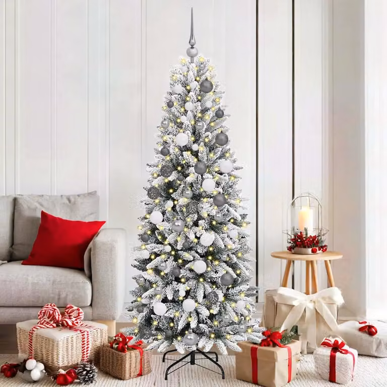 Albero di Natale artificiale vidaXL con luci LED bianco e verde, Altezza: 180 cm