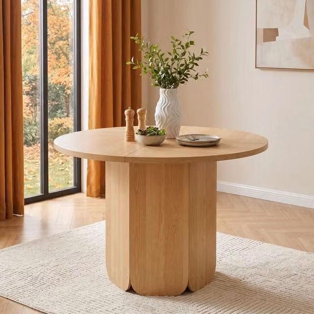 Tavolo da pranzo rotondo SINGULARTY in legno marrone, stile scandinavo, L: 120 cm, P: 120 cm, H: 75 cm