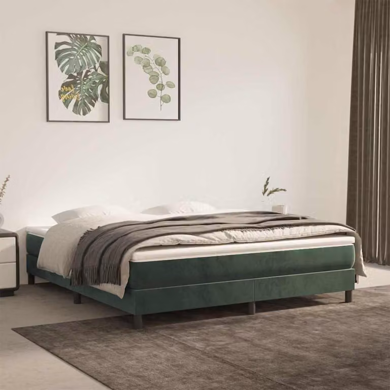 Materasso a molle insacchettate vidaXL in velluto verde scuro, L: 180 cm, P: 200 cm, H: 20 cm