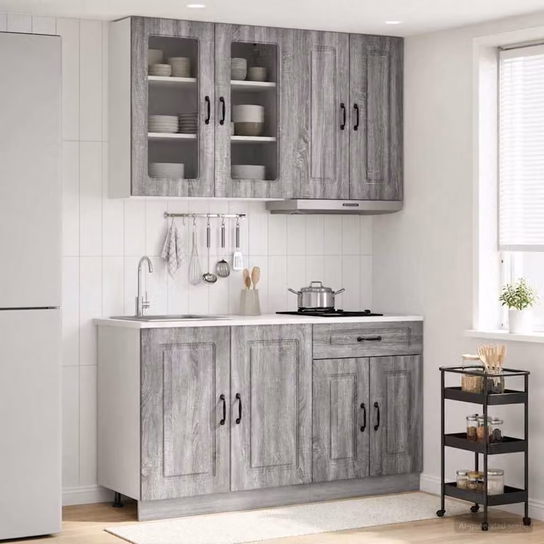 Unità cucina moderna vidaXL KALMAR composta da 4 pezzi in legno ingegnerizzato color grigio Sonoma
