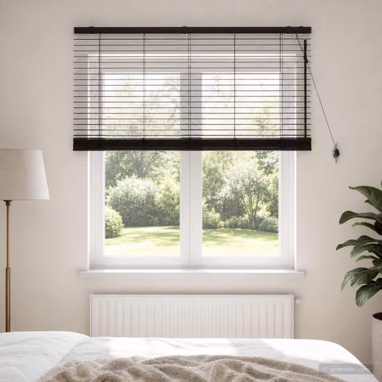 vidaXL Tenda Veneziana Marrone Scuro L: 140 cm, H: 130 cm, 35 mm