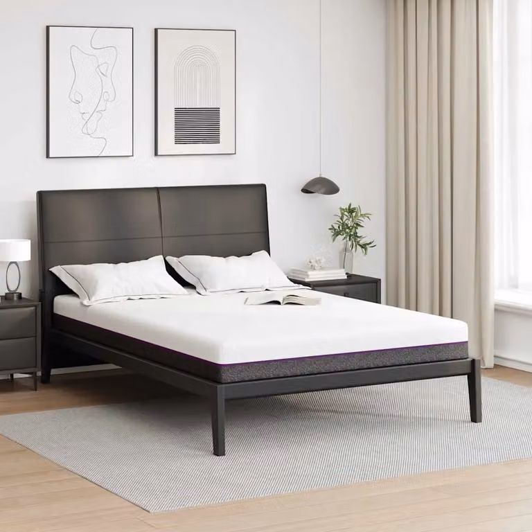 Materasso in schiuma viscoelastica vidaXL, colore bianco e grigio, con rivestimento rimovibile, media densità, L 140 x P 190 cm