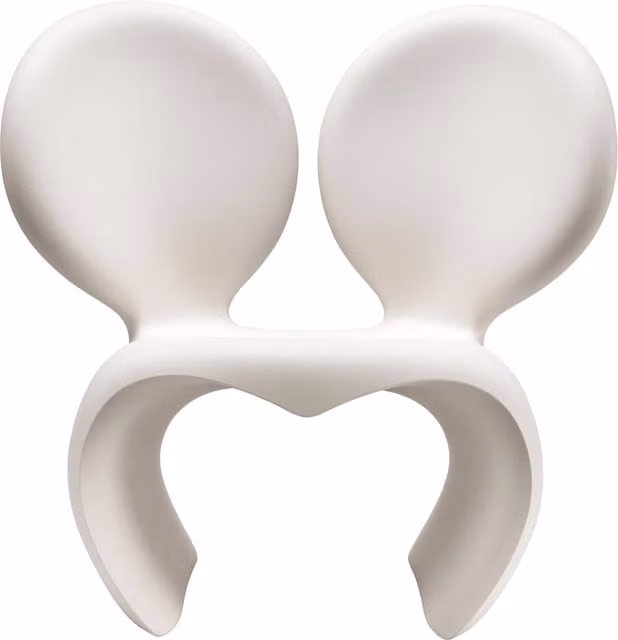 Poltrona in polietilene Qeeboo Don't f**k with the mouse colore bianco opaco L: 85 cm, P: 66 cm, H: 66 cm