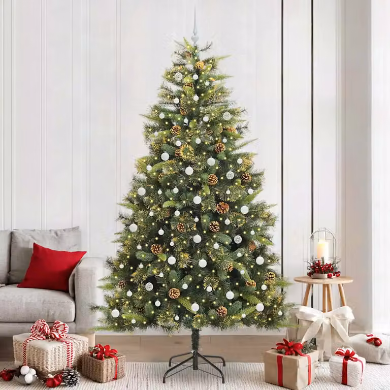 Albero di Natale artificiale pieghevole con coni vidaXL, Verde, Altezza: 240 cm