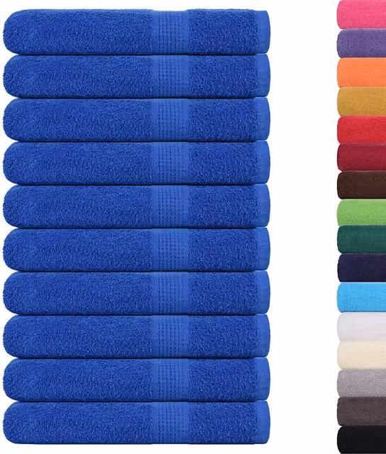 Set di 10 asciugamani vidaXL in cotone spugna blu, 100 x 200 cm, 360 g/m²
