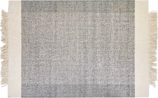 Tappeto Beliani geometrico moderno fatto a mano in lana e cotone grigio e bianco, L: 230 cm, P: 160 cm
