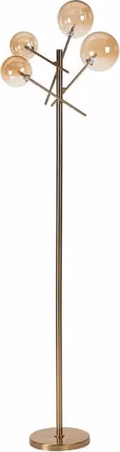 Lampada da terra BELIANI con 4 paralumi rotondi in vetro fumè e struttura in metallo dorato per soggiorno e camera da letto H: 157 cm, L: 40 cm, P: 30 cm