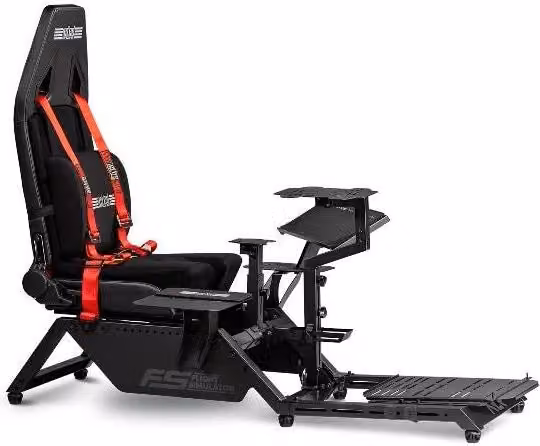 Sedia da gaming Next Level Racing NLR-S018 per simulatore di volo e racing, colore nero, con rivestimento in ecopelle e altezza regolabile