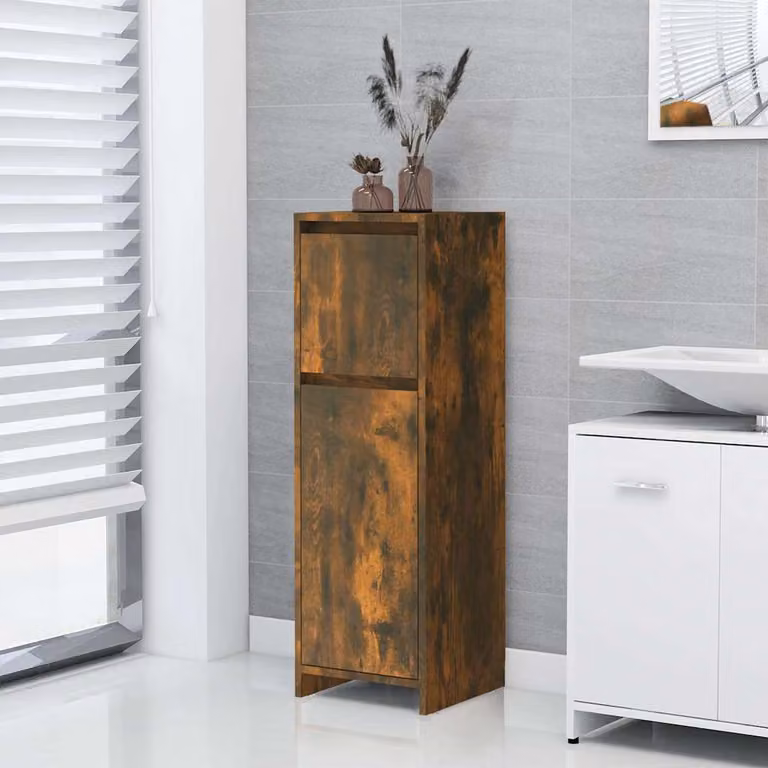 Armadietto da bagno moderno vidaXL in legno Rovere Fumo, sospeso, L: 30 cm, P: 30 cm, H: 95 cm