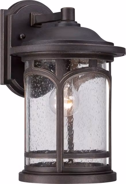 Applique da esterno Marblehead Quoizel in bronzo con vetro trasparente, IP44