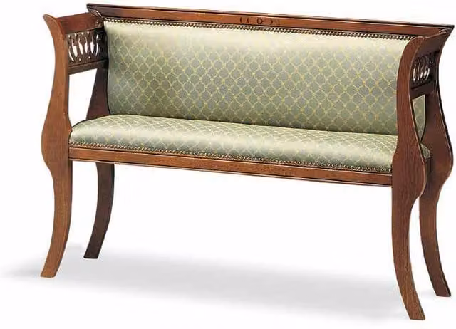 Divanetto imbottito in legno di faggio intagliato Mobili 2G L/P/H: 112 x 38 x 76 cm