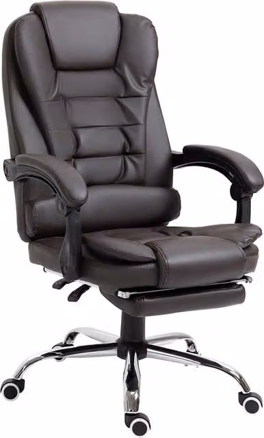 Poltrona da Ufficio Executive HOMCOM in similpelle marrone stile Chesterfield con poggiatesta e braccioli, L: 64.5 cm, P: 69 cm, H: 109-117 cm