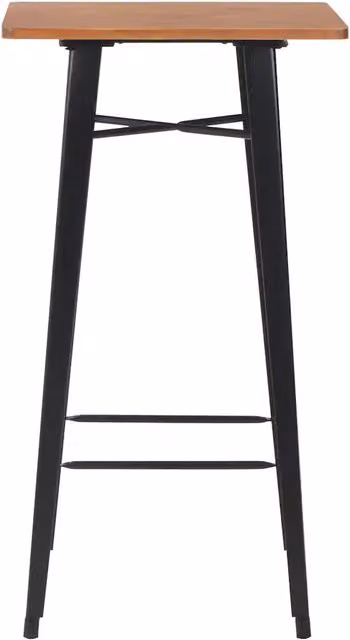 Tavolo da bar moderno vidaXL in legno di pino e metallo, L/P/H: 60 x 60 x 108 cm, Nero e Marrone