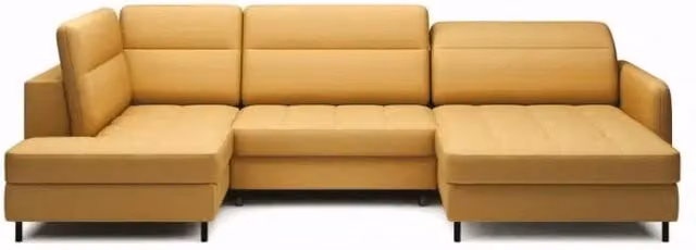 Divano angolare trasformabile BERTHO di MEUBLORAMA, colore arancione, con contenitore e lato destro, L/P/H: 306 x 166 x 100 cm