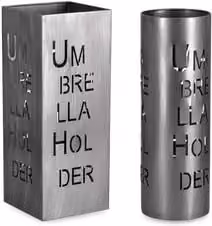 Set porta ombrelli EYMAR in metallo color argento con base autoportante