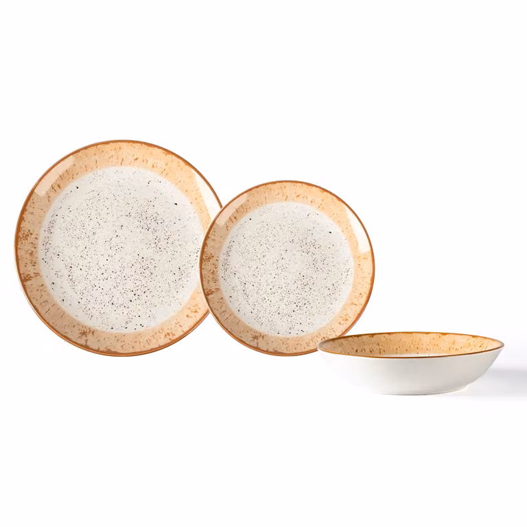 Servizio di piatti Demetra GUSTO CASA in porcellana beige, 18 pezzi