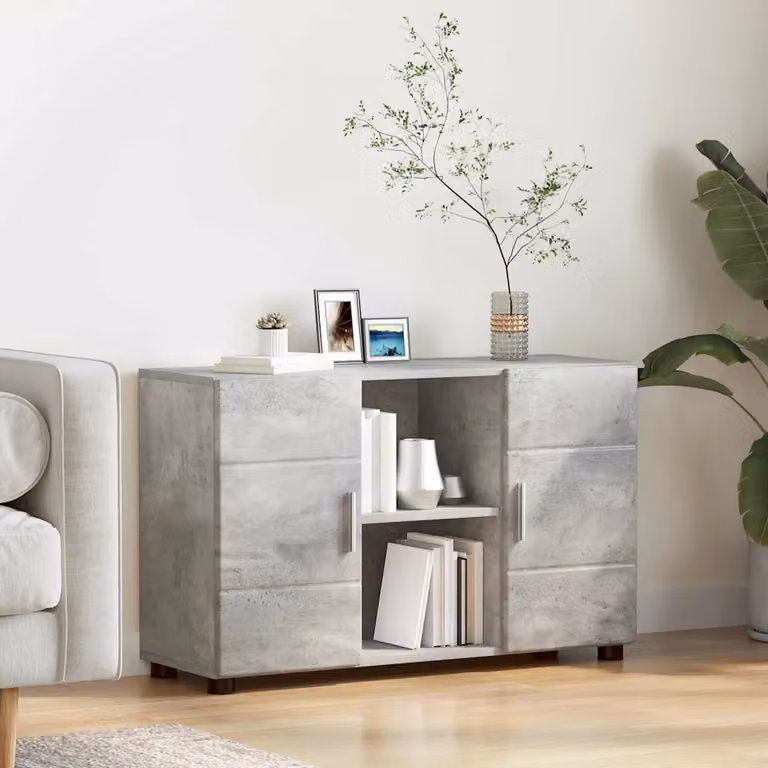 Credenza moderna vidaXL FLORIN in grigio cemento L 88,5 x P 30,5 x H 55,5 cm