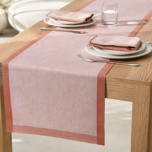 Runner Chambray Kasanova rosso bordato L: 120 cm, P: 40 cm
