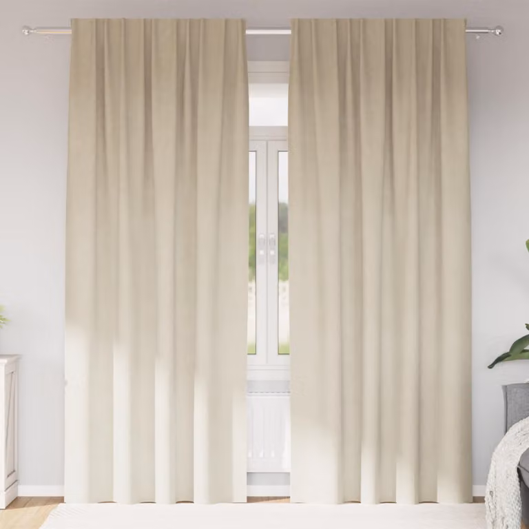 Set di 2 tende oscuranti vidaXL in velluto beige, L: 140 cm, H: 260 cm