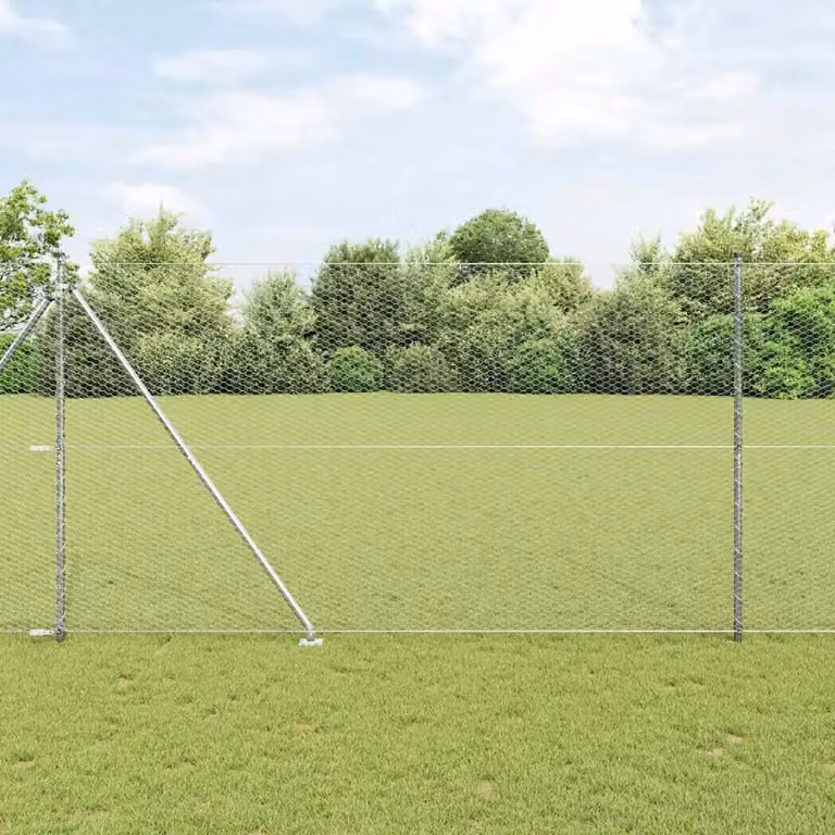Recinzione esagonale in acciaio zincato con palo vidaXL, Argento, L: 100 cm, H: 1,5 m