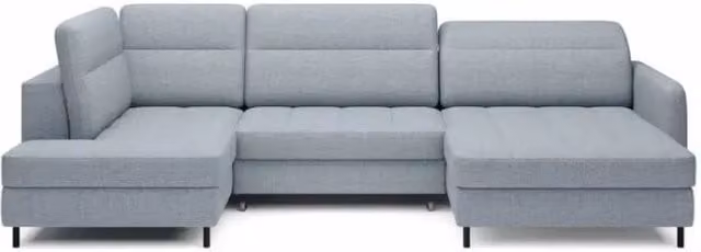 Divano angolare trasformabile BERTHO MEUBLORAMA blu grigio effetto melange con contenitore e angolo destro L/P/H: 306 x 166 x 100 cm