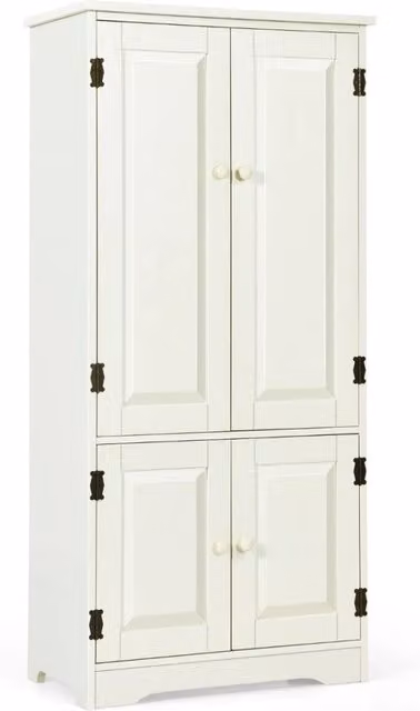 Armadio verticale a doppia anta con ripiani interni in legno e MDF, modello Design In, colore beige opaco per soggiorno, camera da letto o bagno