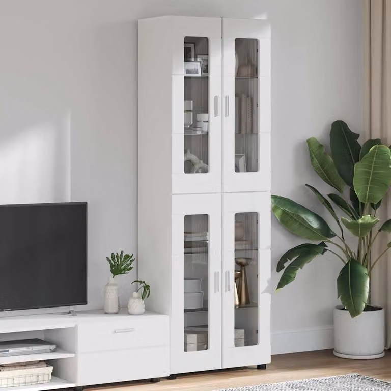 vidaXL Credenza Moderna Bianco Lucido L: 60 cm, P: 35 cm, H: 182 cm