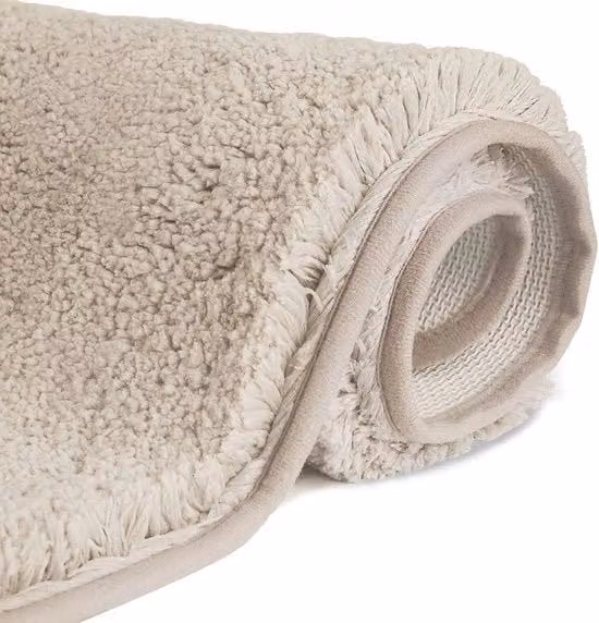Tappetino da bagno antiscivolo FCSDETAIL in microfibra ad alta densità, lavabile in lavatrice, beige, 50 x 80 cm