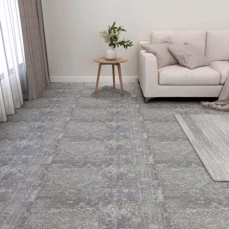 Tavole per pavimenti adesive vidaXL in PVC effetto pietra, Grigio, 5,11 m² (55 pezzi)