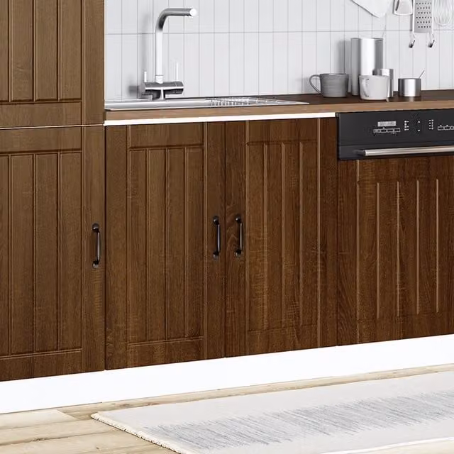 Mobile base lavello Lucca per cucina in legno multistrato marrone con ante a battente
