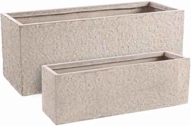 Vaso rettangolare effetto roccia IPERBRIKO beige per tavolo