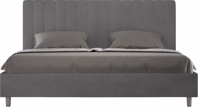 Letto matrimoniale king size BS COM imbottito in microfibra grigio L: 200 cm, P: 210 cm, H: 122 cm