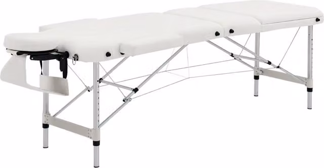Letto da massaggio portatile Minimal bianco con 3 zone regolabili in altezza e rivestimento in ecopelle