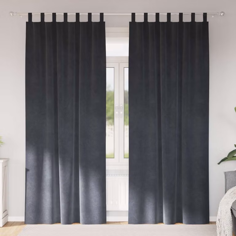 Set di 2 tende oscuranti vidaXL in velluto grigio, L: 140 cm, H: 245 cm