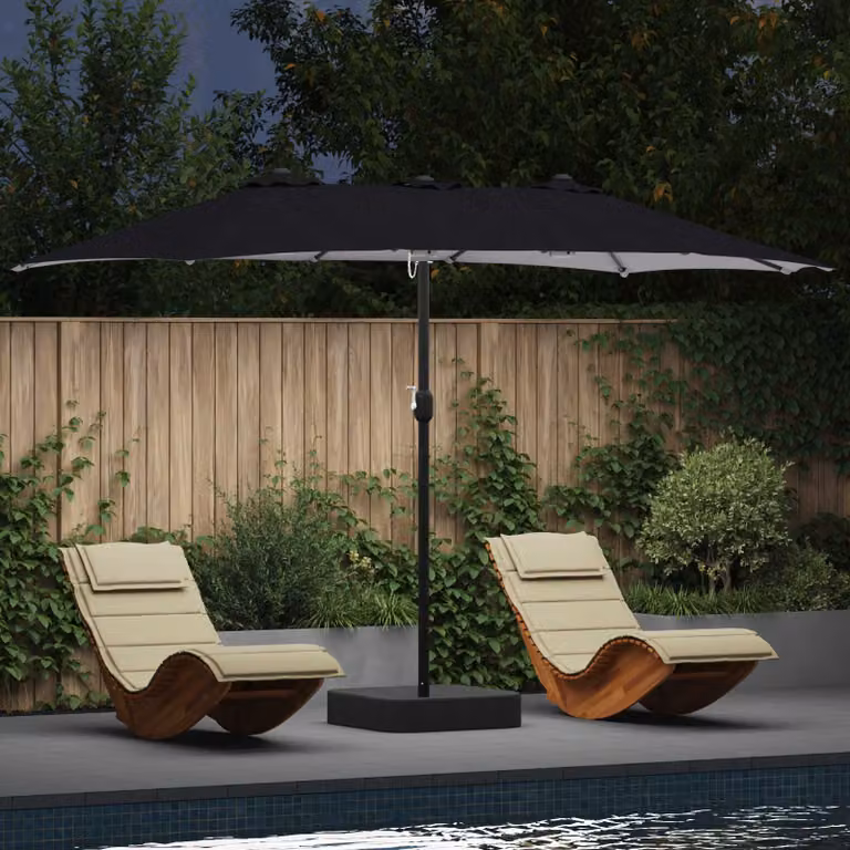 Ombrello da giardino a braccio cantilever vidaXL in poliestere e acciaio, colore antracite, L: 385 cm, P: 209 cm, H: 244 cm