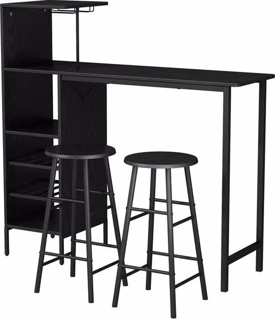 Set di tavolo da bar Naila nero con 2 sgabelli Vicco, L: 121.5 cm, P: 40 cm