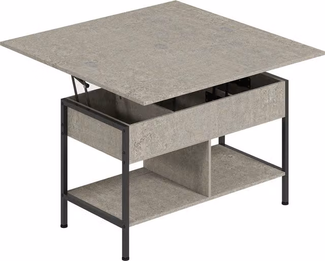 Tavolino da salotto HOMCOM sollevabile e allungabile con vano nascosto, Grigio, L: 98 cm, P: 49 cm, H: 55 cm