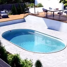 Piscina interrata ovale in acciaio SKYSAND 1100 di PISCINE ITALIA, colore blu e sabbia, Altezza: 150 cm