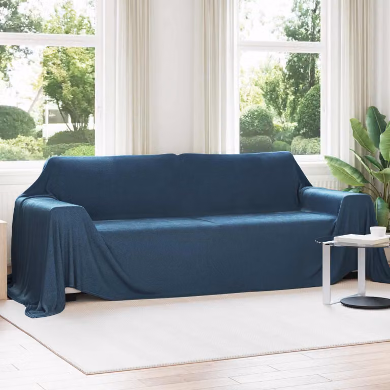 Set di 6 coperte in pile vidaXL blu, morbide e facili da curare, L 350 cm x P 270 cm