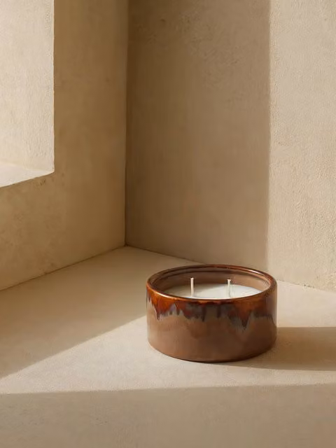 Portacandele Tealight Petra in Ceramica Marrone Kenay Home