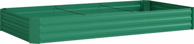 Fioriera da esterno Outsunny per orto rialzato in acciaio zincato con bordo di sicurezza e fondo aperto, colore verde, L: 240 cm, P: 120 cm, H: 30 cm