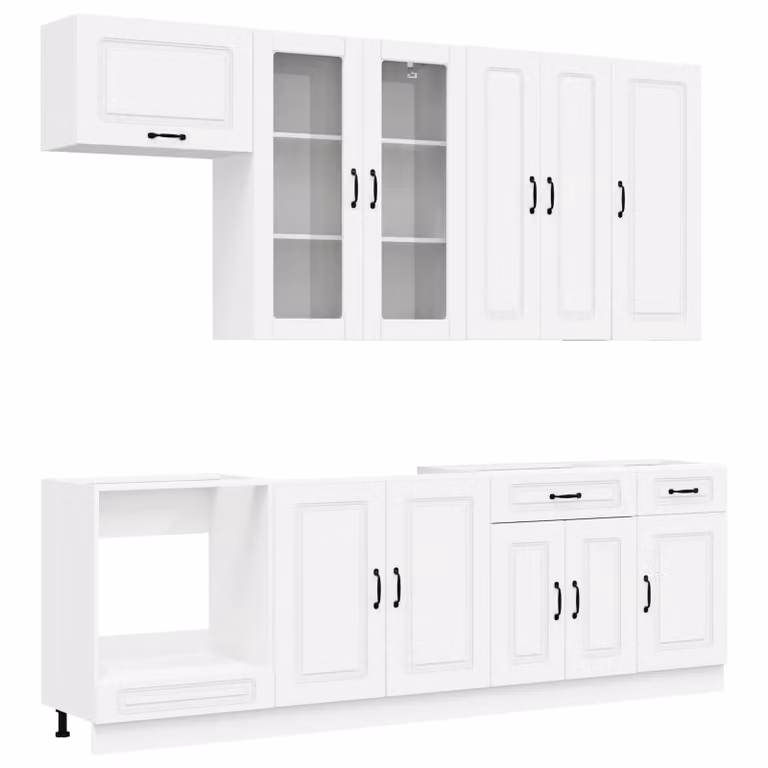vidaXL Unità Cucina Moderna KALMAR 8 Pezzi Bianco Opaco in MDF con Ante a Battente e Cassetti