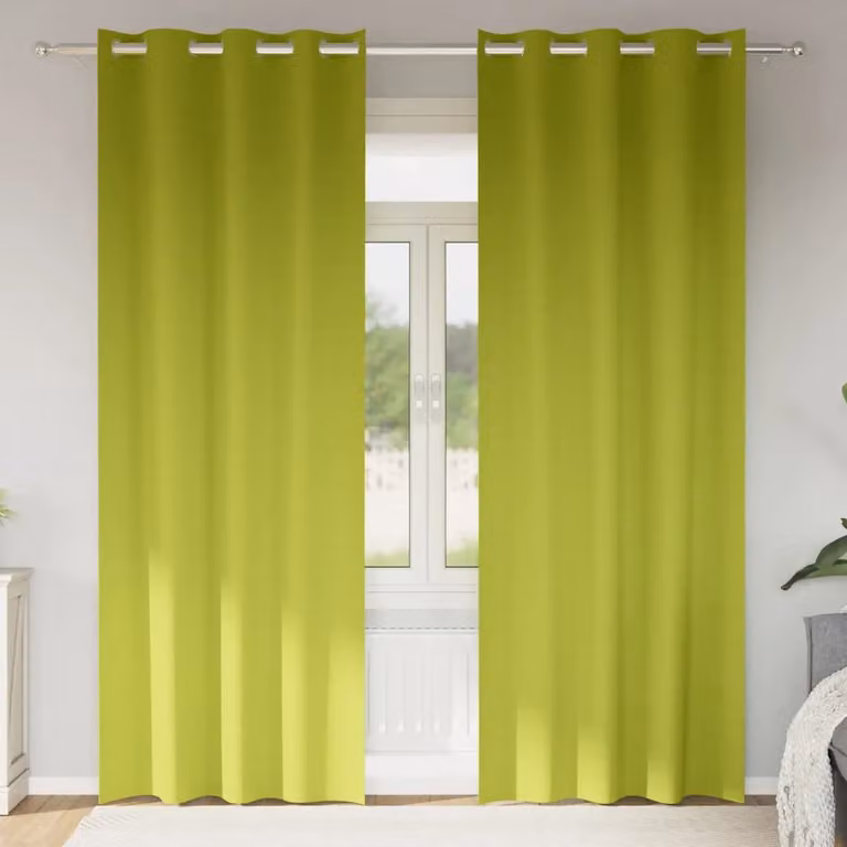Set di 2 tende blackout vidaXL in poliestere con anelli, colore verde, H: 260 cm x L: 140 cm