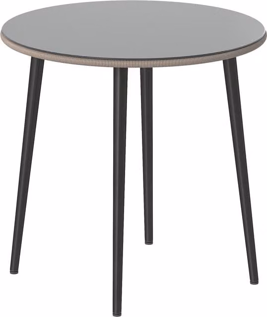 Outsunny Tavolo da buffet da giardino in acciaio e rattan con piano in vetro, Grigio, L 80 x P 80 x H 74 cm