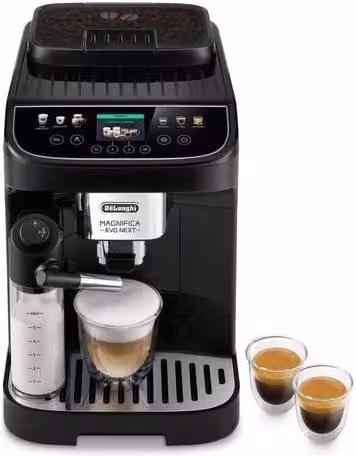 De'Longhi Magnifica Evo Next ECAM310.60.B, Macchina Automatica per Caffè con Caraffa Montalatte, 10 Bevande, Display Touch, Nero