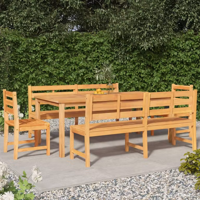 Set da pranzo per giardino vidaXL in legno di teak marrone, 5 pezzi