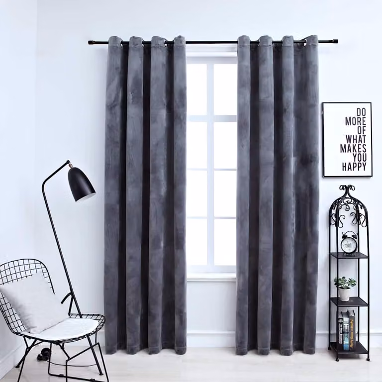 Set di 2 tende oscuranti vidaXL in velluto antracite con anelli, L 140 cm x H 245 cm