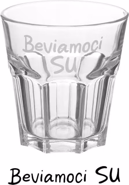 Bicchiere per acqua in vetro trasparente con scritta Beviamoci di KASANOVA, 290 ml
