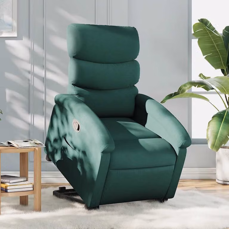 vidaXL Poltrona Alzapersona Reclinabile Verde con Assistenza Elettrica e Braccioli