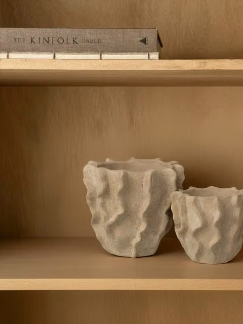 Vaso grande Cimm beige in ceramica e cemento Kenay Home